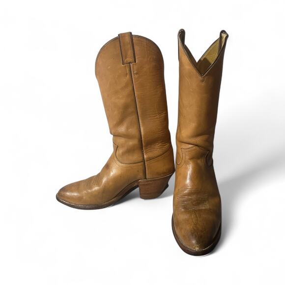 Justin Cowboy Western Boots Style 1106 Camel Tan Leather Men's Size 7.5 E Used - Picture 3 of 9